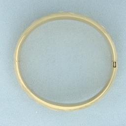 Engraved Hinged Wide Bangle Bracelet In 14k Yellow Gold