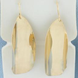 Curved Freeform Dangle Earrings In 14k Yellow Gold