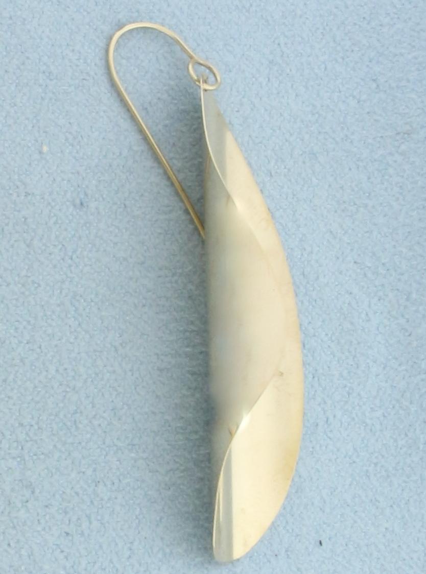 Curved Freeform Dangle Earrings In 14k Yellow Gold