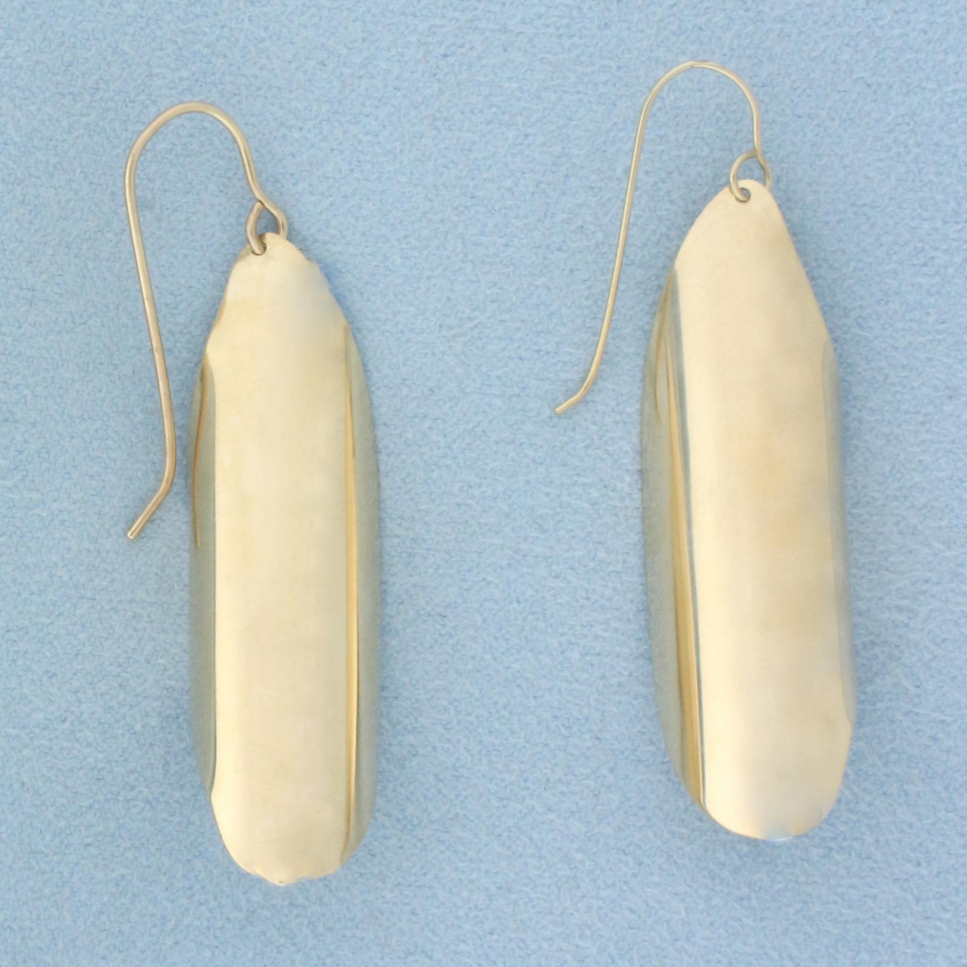 Curved Freeform Dangle Earrings In 14k Yellow Gold