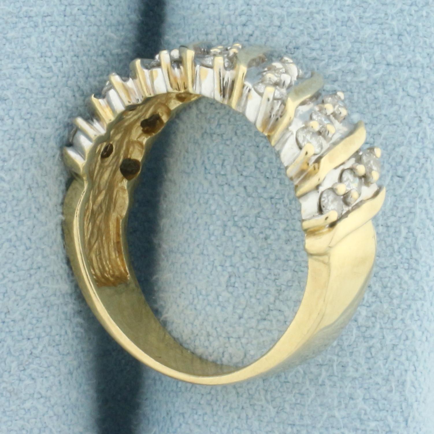 Diagonal Set Diamond Band Ring In 14k Yellow Gold