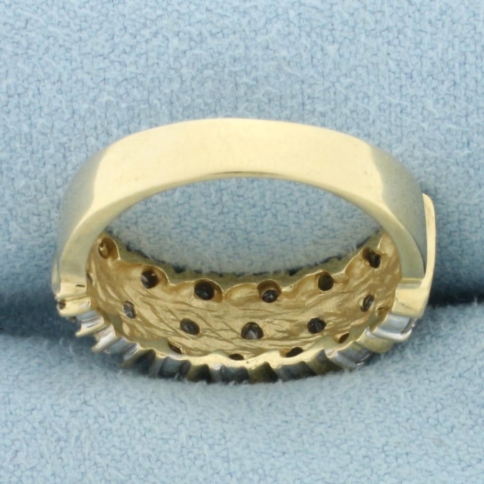 Diagonal Set Diamond Band Ring In 14k Yellow Gold