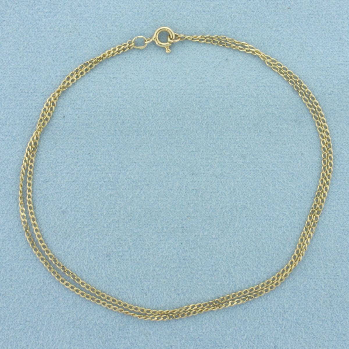 Double Curb Link Bracelet In 14k Yellow Gold
