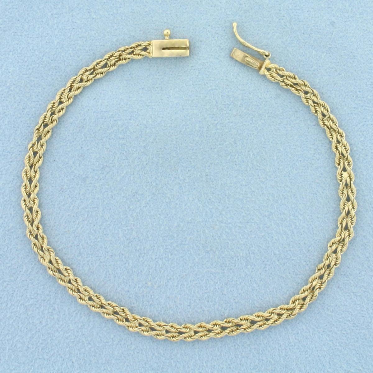 Double Rope Link Bracelet In 14k Yellow Gold