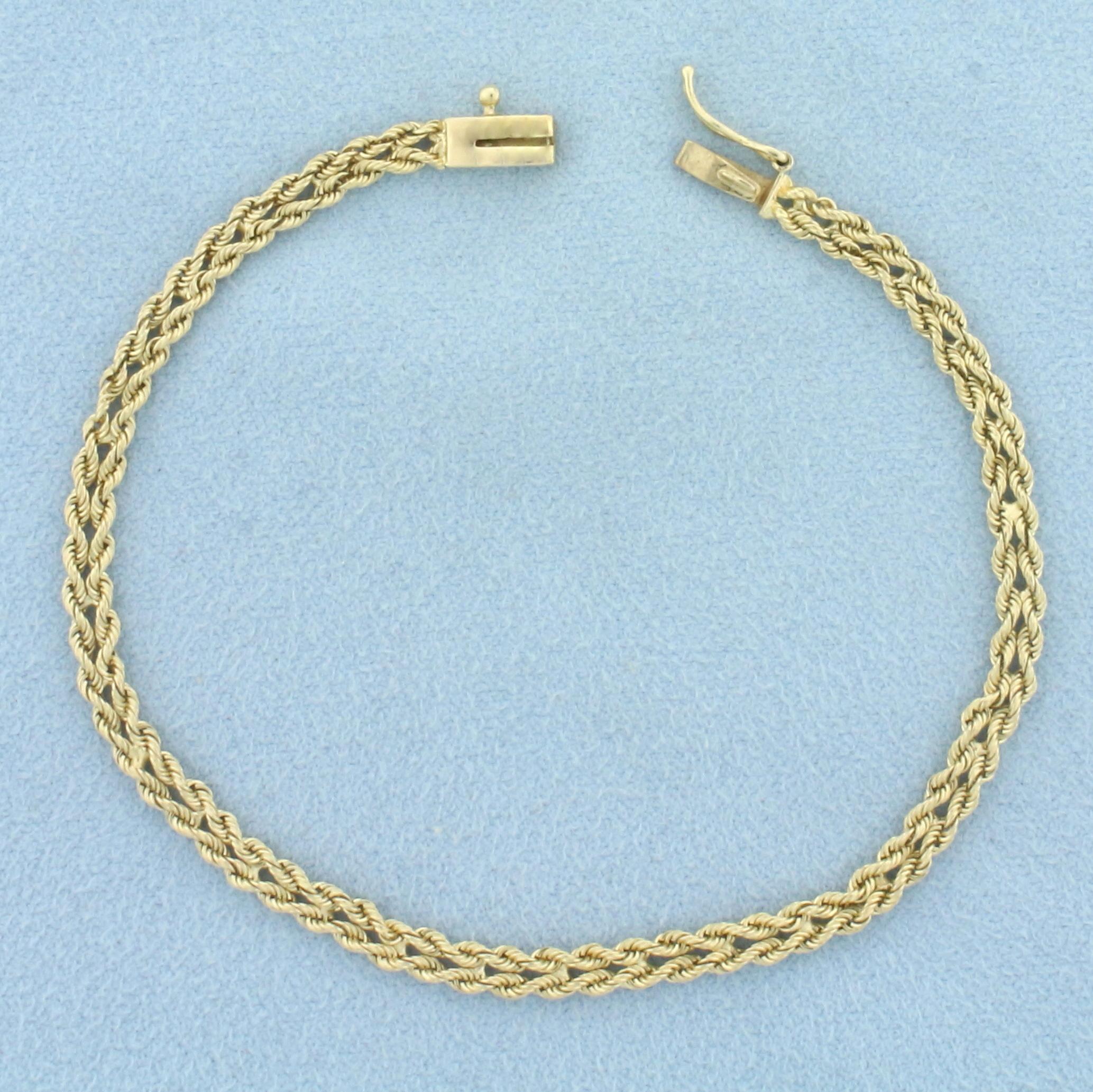 Double Rope Link Bracelet In 14k Yellow Gold