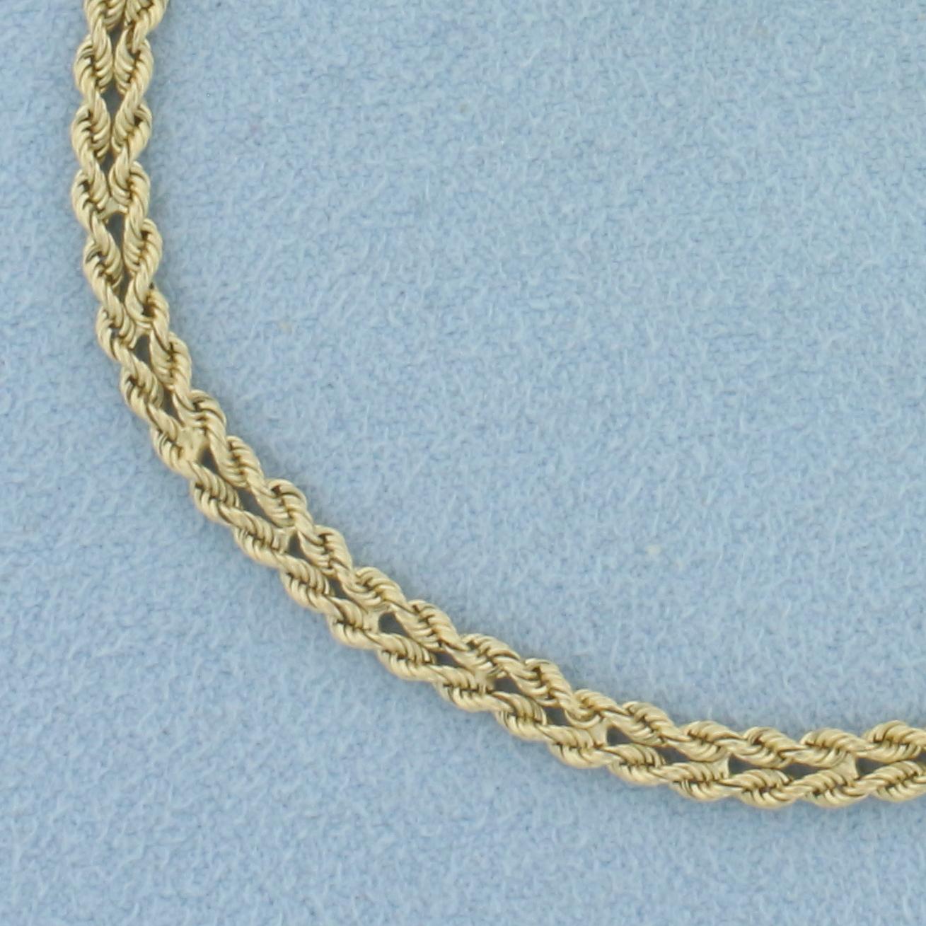 Double Rope Link Bracelet In 14k Yellow Gold