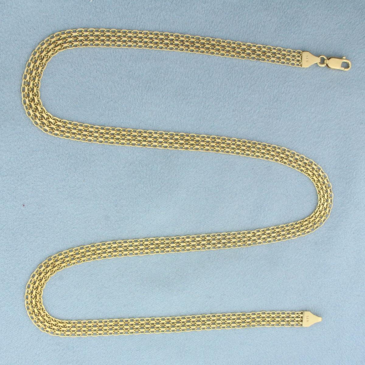 20 Inch Bismark Mesh Link Chain Necklace In 14k Yellow Gold
