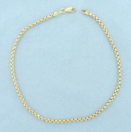 Square Cable Rolo Link Anklet In 14k Yellow Gold