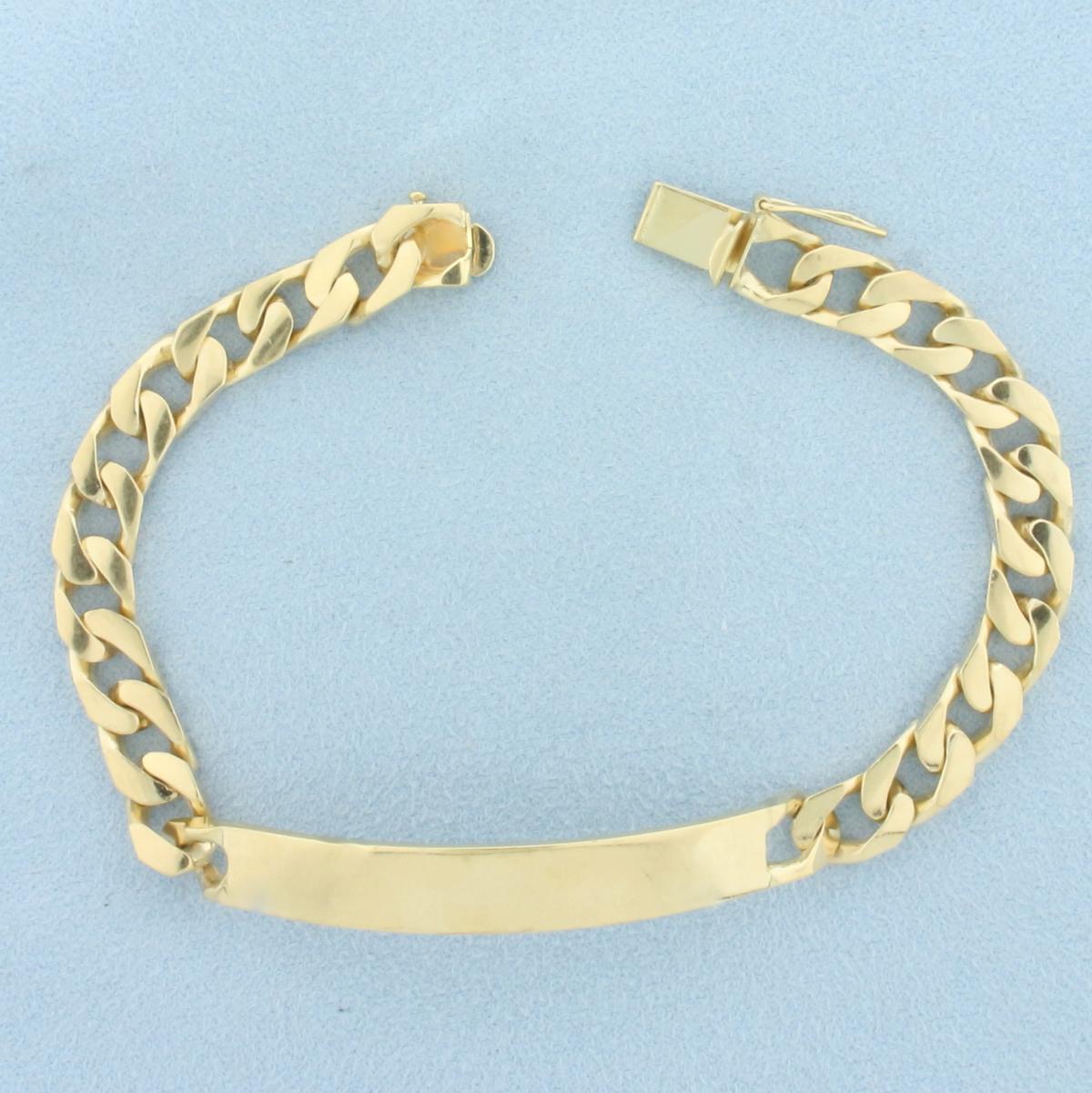 Curb Link Id Name Bracelet In 14k Yellow Gold