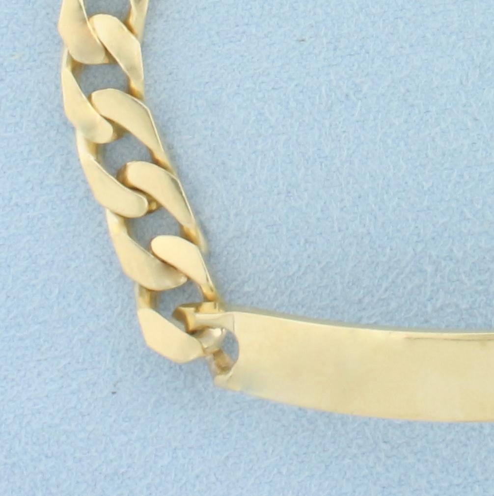 Curb Link Id Name Bracelet In 14k Yellow Gold