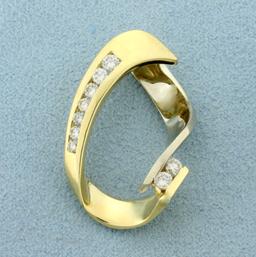 1/2ct Tw Diamond Abstract Design Pendant Or Slide In 14k Yellow Gold