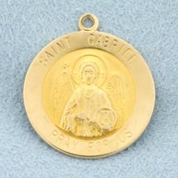 Saint Gabriel "pray For Us" Charm Or Pendant In 14k Yellow Gold