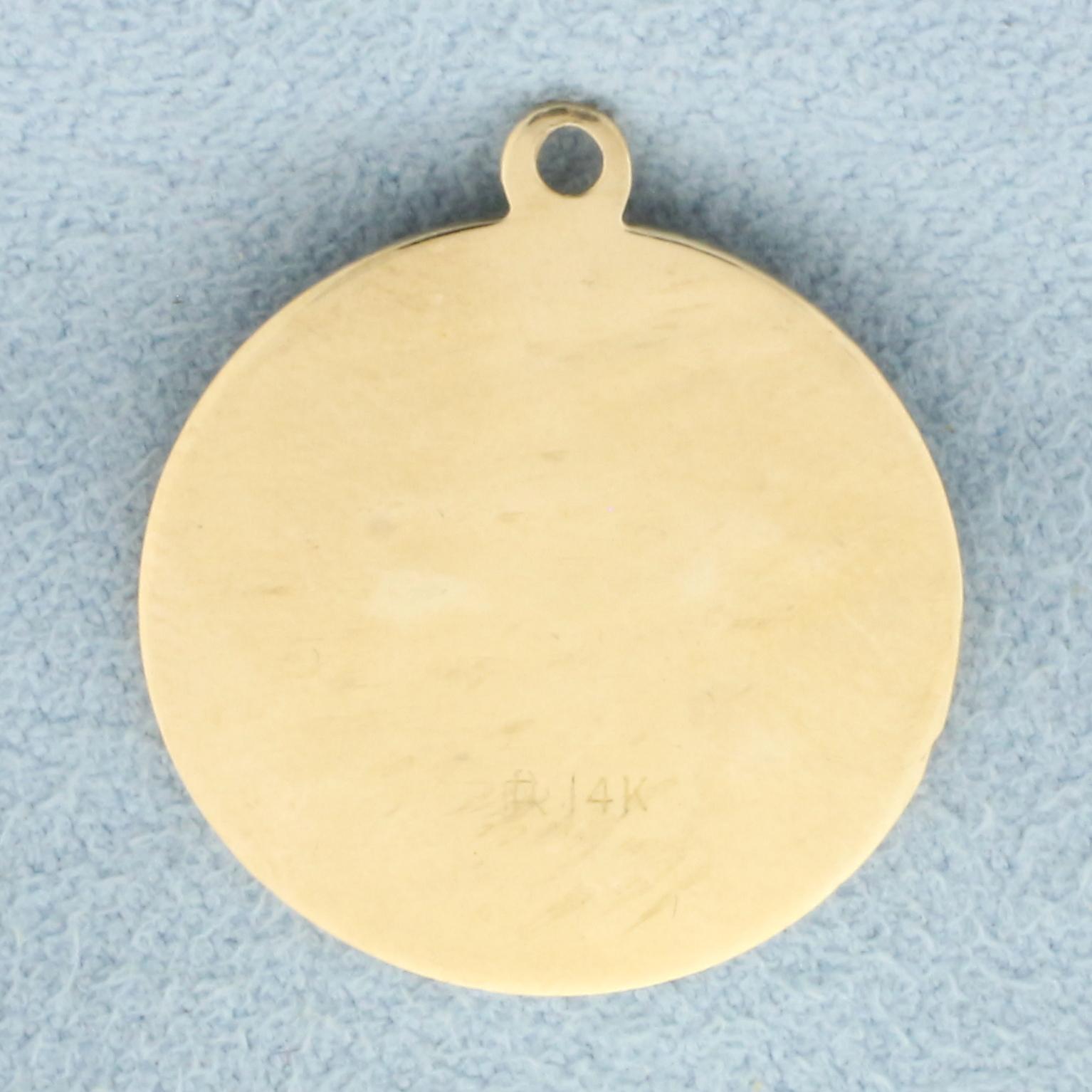 Saint Gabriel "pray For Us" Charm Or Pendant In 14k Yellow Gold