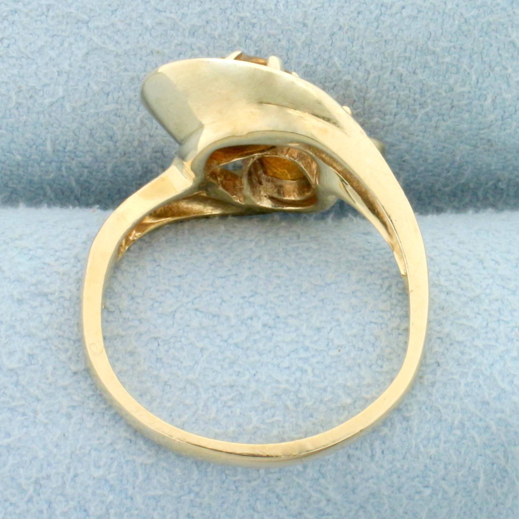 Golden Citrine Toi Et Moi Ring In 14k Yellow Gold