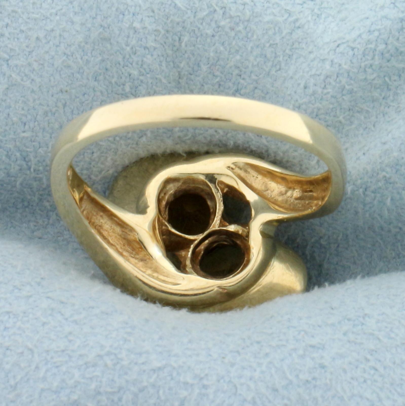 Golden Citrine Toi Et Moi Ring In 14k Yellow Gold