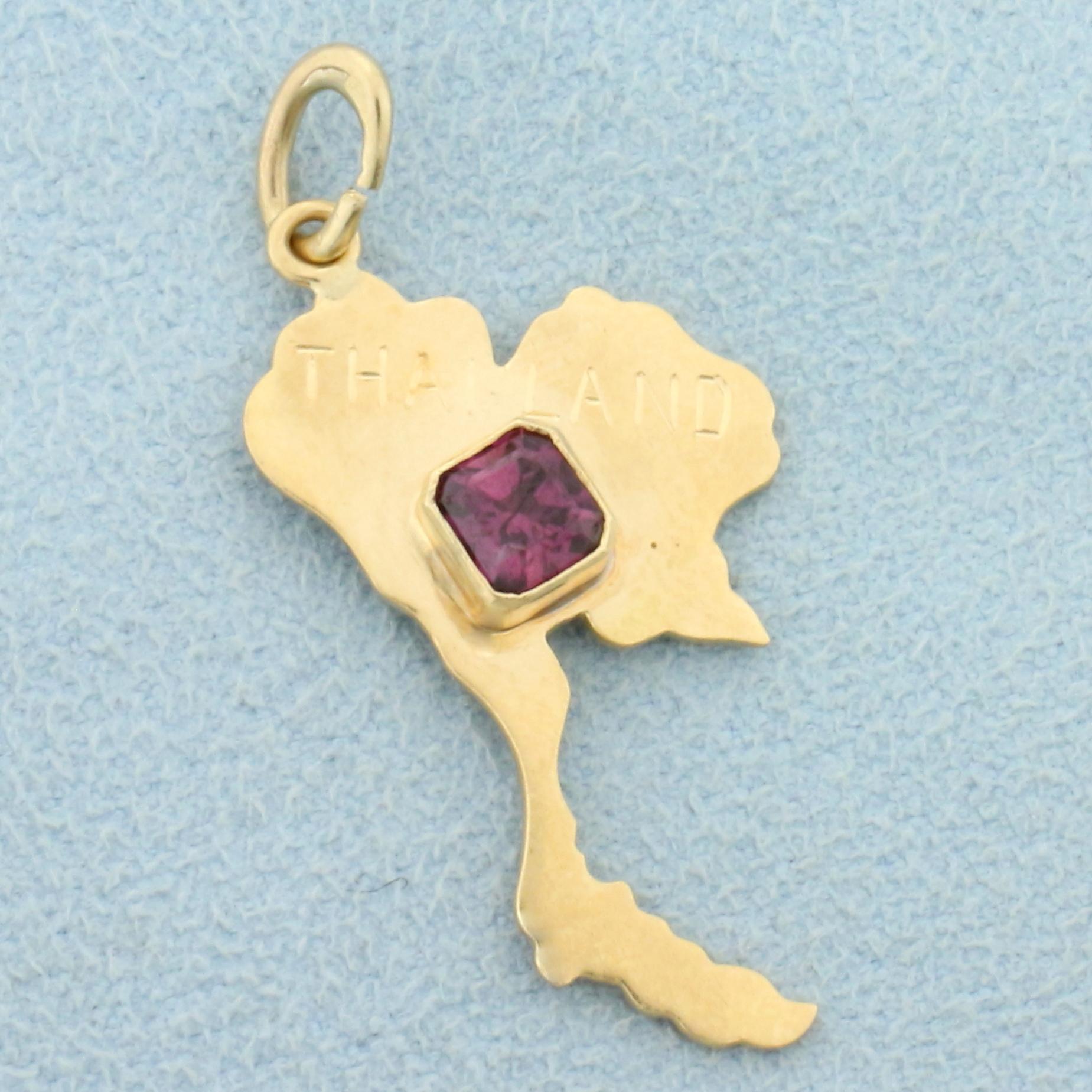 Thailand Ruby Charm Or Pendant In 18k Yellow Gold