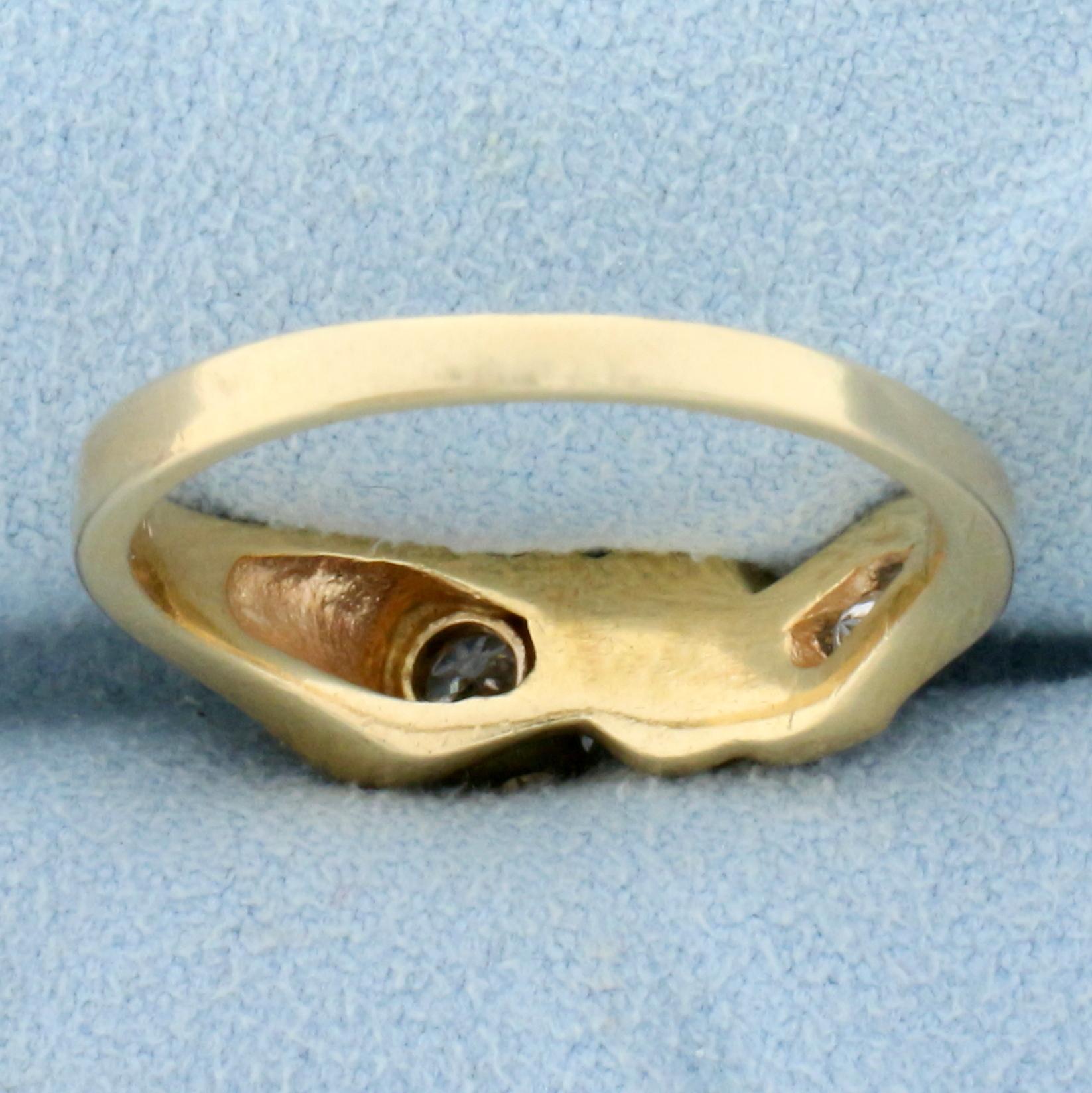 Modern Abstract Design Diamond Ring In 14k Yellow Gold