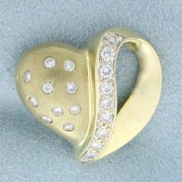 Unique Diamond Heart Pendant In 14k Yellow Gold