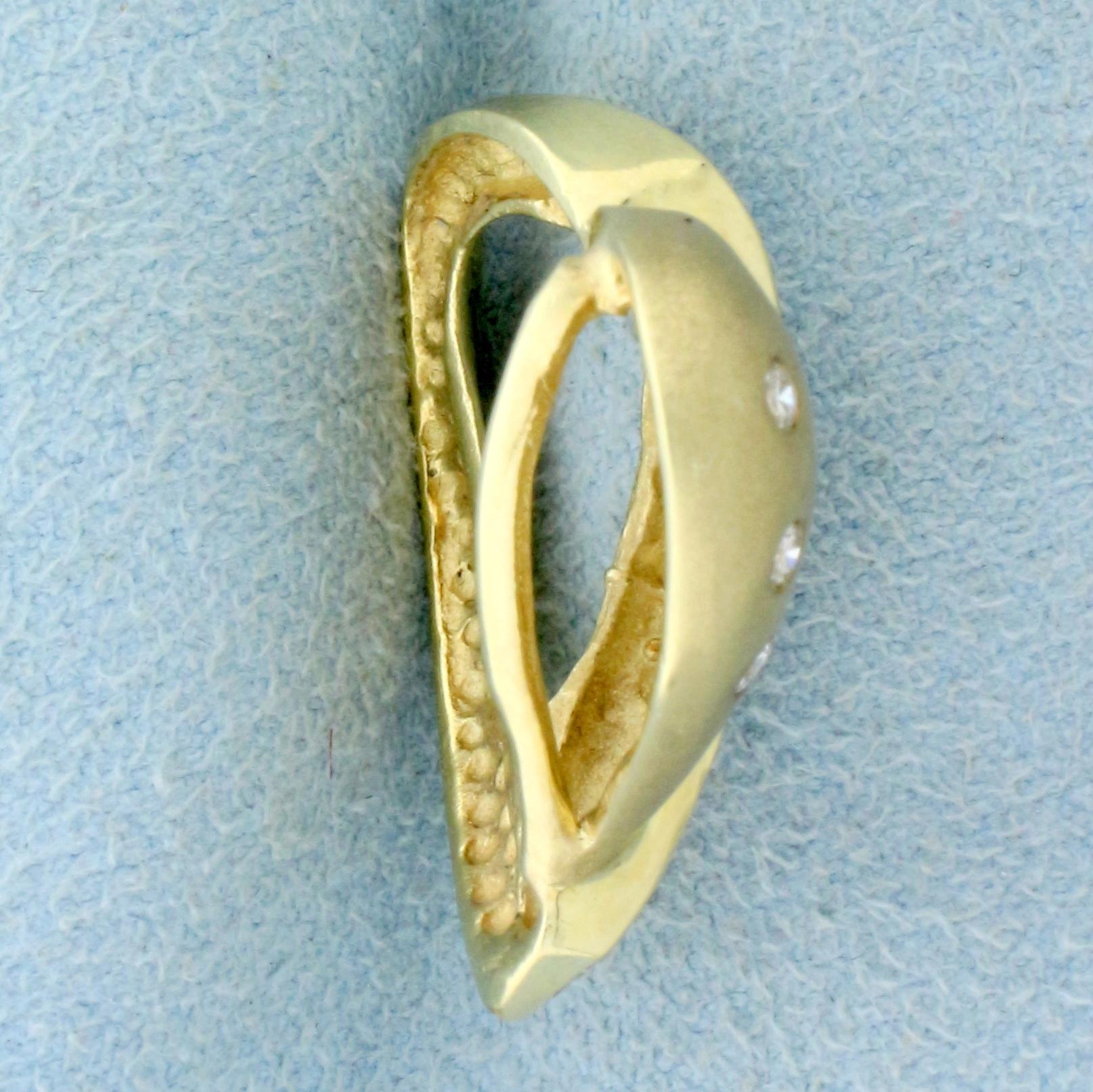 Unique Diamond Heart Pendant In 14k Yellow Gold