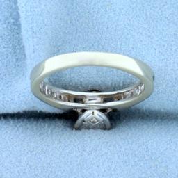 Invisible Set Diamond Engagement Ring In 14k White Gold