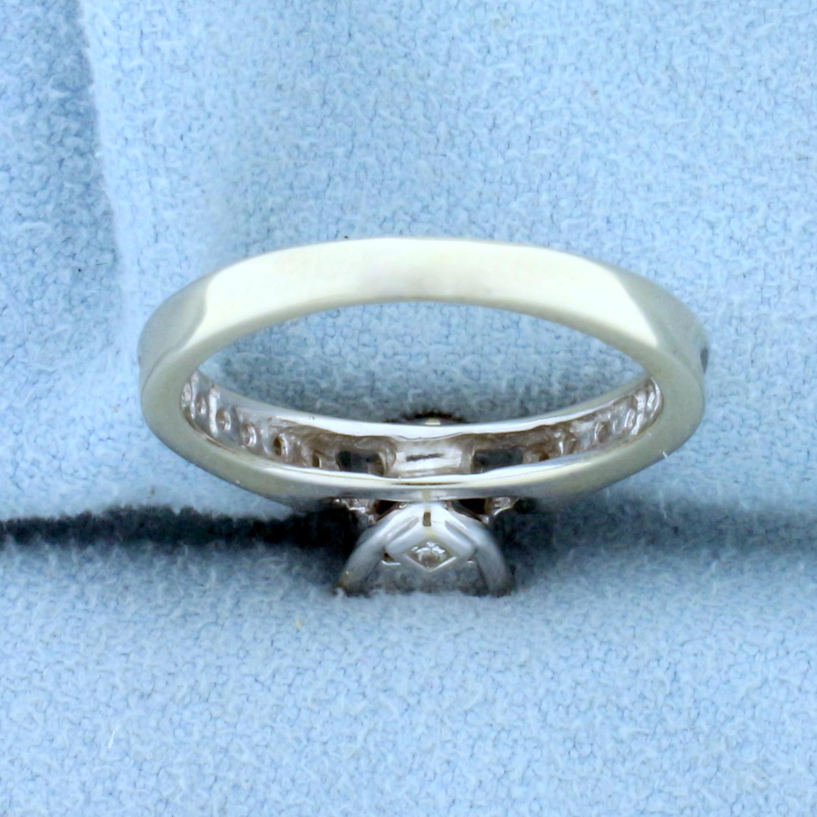 Invisible Set Diamond Engagement Ring In 14k White Gold
