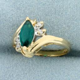 3/4ct Tsavorite And Diamond Pinky Ring In 14k Yellow Gold