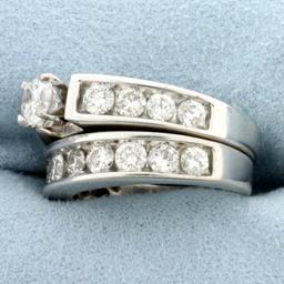 3ct Diamond Engagement Ring And Matching Wedding Band Set In 14k White Gold