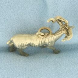 Greater Kudu Charm Or Pendant In 14k Yellow Gold