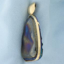 Dichroic Stained Glass Statement Pendant In 14k Yellow Gold