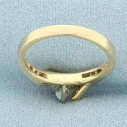 Marquise And Round Diamond Bypass Engagement Ring In 14k Yellow Gold