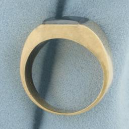 Hematite Roman Spartan Mens Ring In 10k Yellow Gold