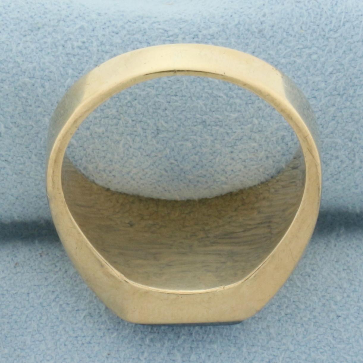 Hematite Roman Spartan Mens Ring In 10k Yellow Gold