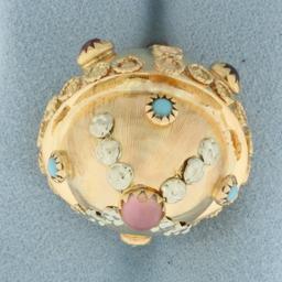 3d Gemstone Sputnik Orb Charm Or Pendant In 18k Yellow Gold
