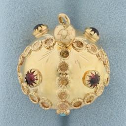 3d Gemstone Sputnik Orb Charm Or Pendant In 18k Yellow Gold