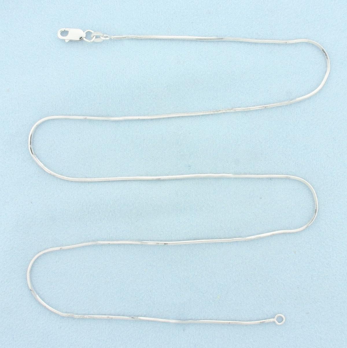 20 Inch Squared Snake Link Chain Necklace In 14k White Gold