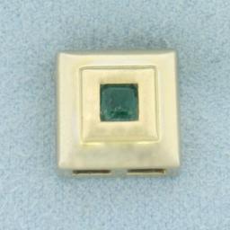 Natural Untreated Emerald Pendant In 14k White And Yellow Gold