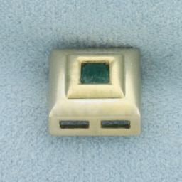 Natural Untreated Emerald Pendant In 14k White And Yellow Gold