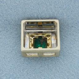 Natural Untreated Emerald Pendant In 14k White And Yellow Gold