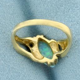 Australian Opal And Diamond Ring In 14k Yellow Gold