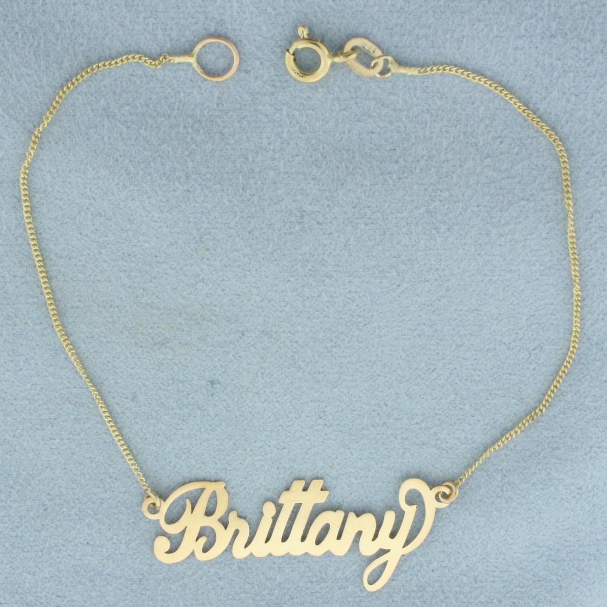 Brittany Name Bracelet In 14k Yellow Gold