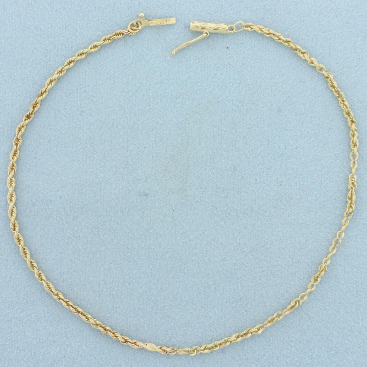 Rope Link Anklet In 14k Yellow Gold
