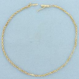 Rope Link Anklet In 14k Yellow Gold