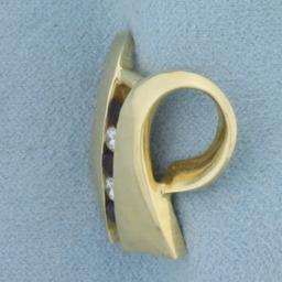Designer Diamond And Amethyst Pendant Or Slide In 14k Yellow Gold