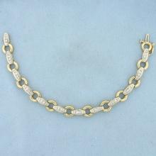 Diamond Cable Link Tennis Bracelet In 14k Yellow And White Gold
