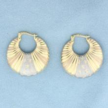 Tri-color Star Design Hoop Earrings In 14k Yellow, White, And Rose Gold