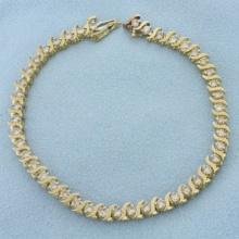 3ct Champagne Diamond S Link Tennis Bracelet In 10k Yellow Gold