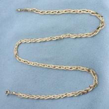 Tri-color Braided S-link Choker Necklace In 14k Yellow, White, And Rose Gold