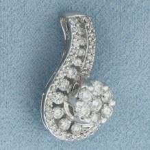 Diamond Swoop Pendant In 14k White Gold