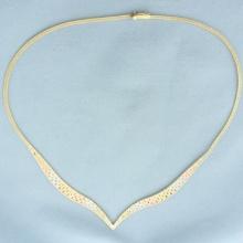 Tri-color Italian V Necklace In 14k Yellow, White, And Rose Gold
