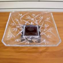 Waterford Bamboo Collection Crystal Centerpiece With Wooden Base